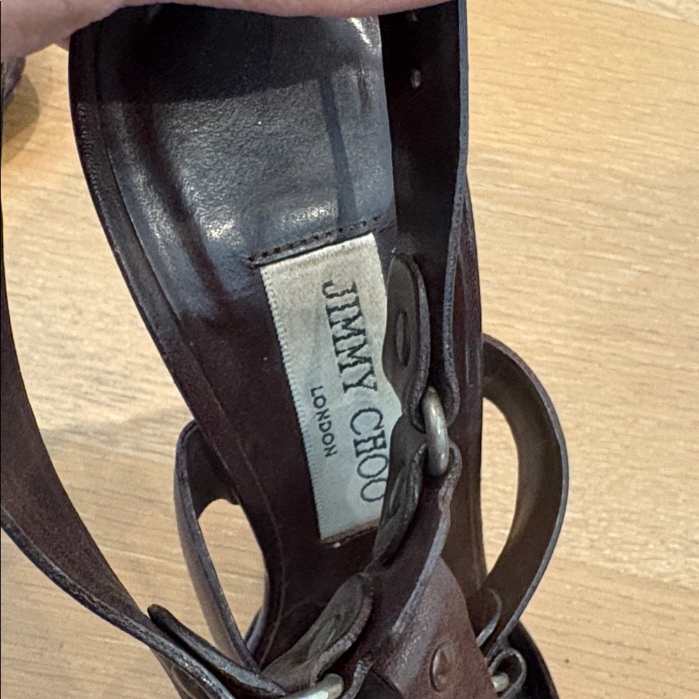 Jimmy Choo Brown Leather High Heel Sandals - Picture 2 of 5
